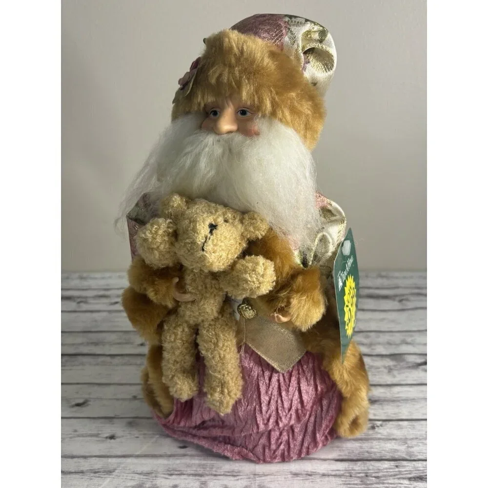 Vintage Kmart Pink Christmas Santa Holiday Centerpiece/ Tree Topper / Decor 13”